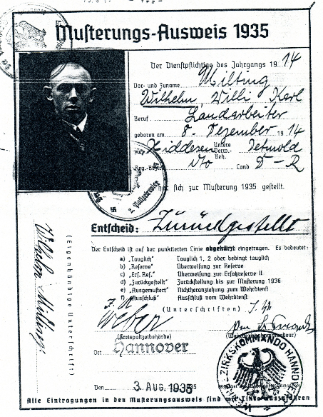 Musterungsausweis von Wilhelm Milting, 1935. Bundesarchiv Aachen_90dpi.png